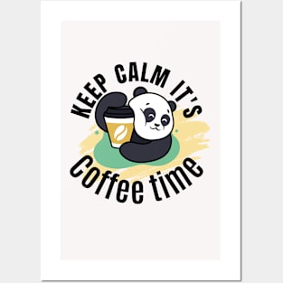 Panda Hugging Coffee. It is Coffee Time Posters and Art